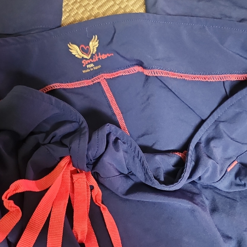 Smitten Blue and Pink Scrub Pants Womans 2x